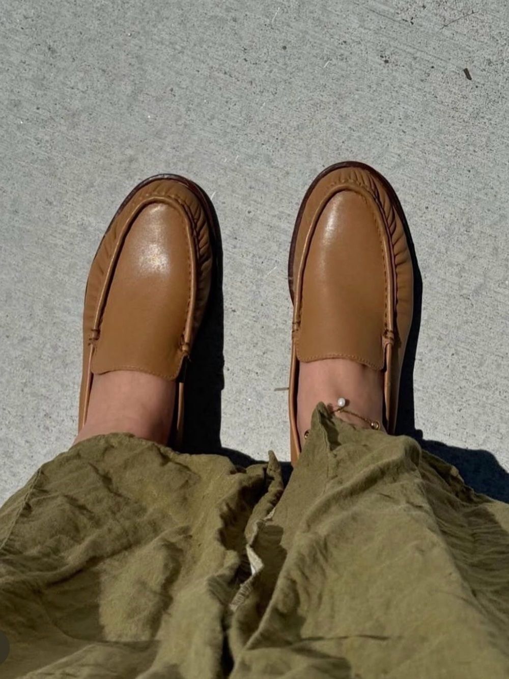 FREDA SALVADOR Leather Loafer in Tan